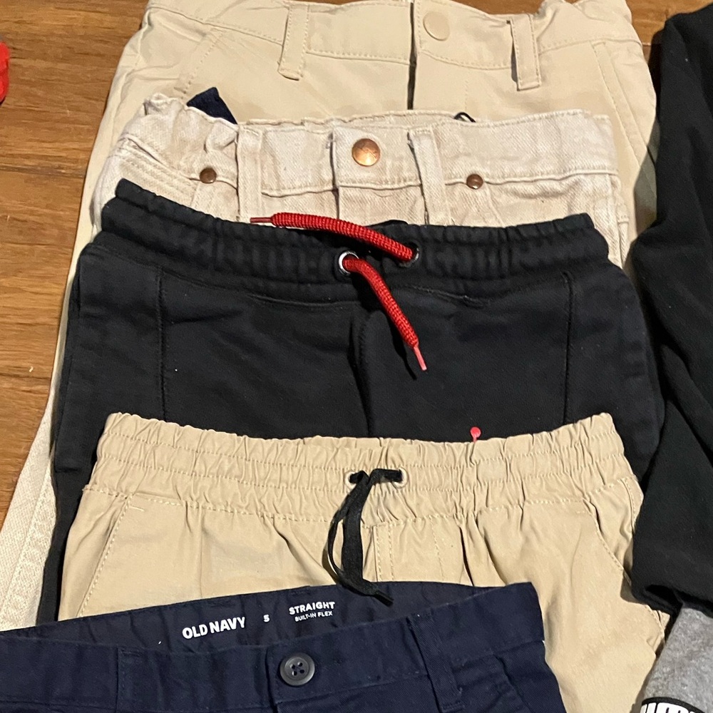 Boys 5/6 Casual 11 Pants & Shorts Set - Black, Navy, Beige, Denim